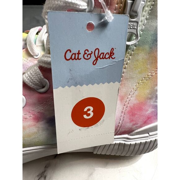 Cat & Jack Tie Dye Multicolor High Top Lace Up Zipper Sneakers Shoes SZ 3 NWT - Picture 8 of 9